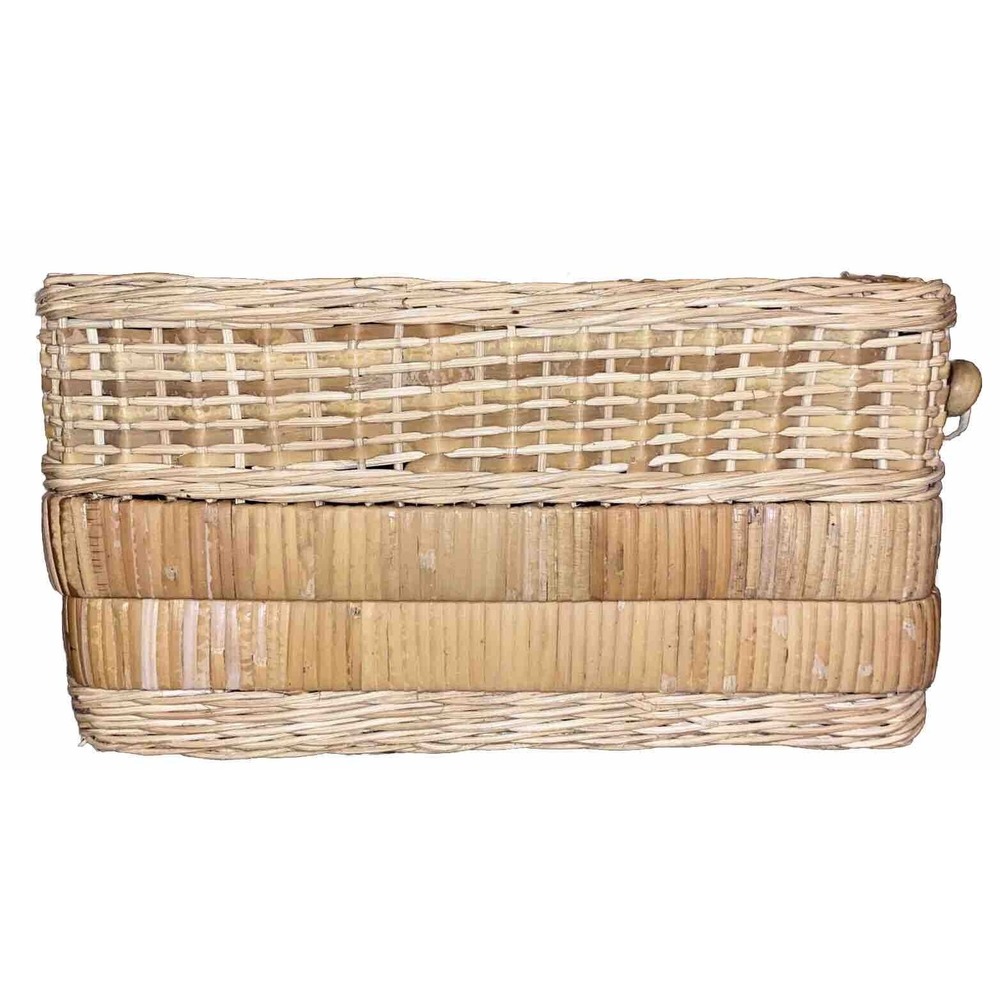Vintage Picnic Basket Woven Rattan Wicker Lid Hinge Closure Countrycore - Picture 4 of 11